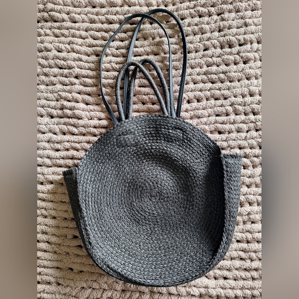 Elegant Black Woven Tote Bag